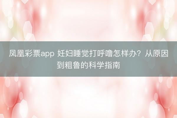 凤凰彩票app 妊妇睡觉打呼噜怎样办？从原因到粗鲁的科学指南