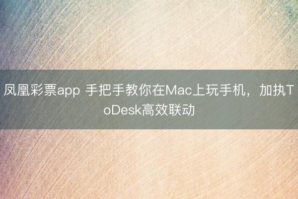 凤凰彩票app 手把手教你在Mac上玩手机,加执ToDesk高效联动