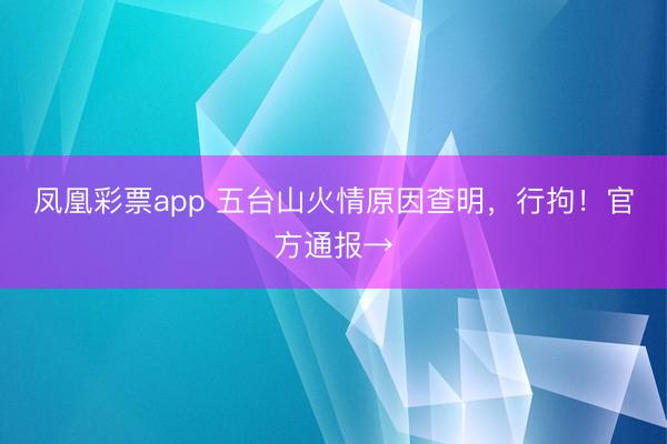 凤凰彩票app 五台山火情原因查明，行拘！官方通报→