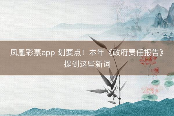 凤凰彩票app 划要点！本年《政府责任报告》提到这些新词