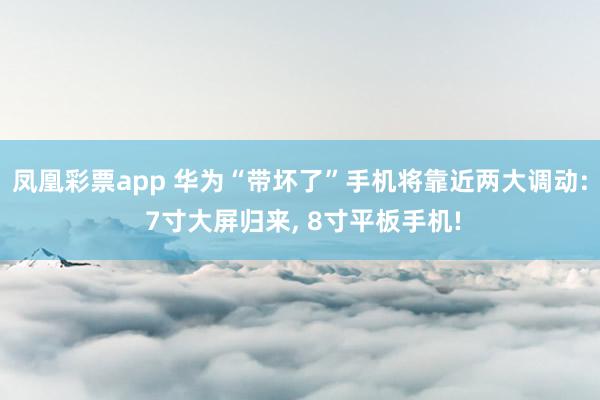凤凰彩票app 华为“带坏了”手机将靠近两大调动: 7寸大屏归来, 8寸平板手机!