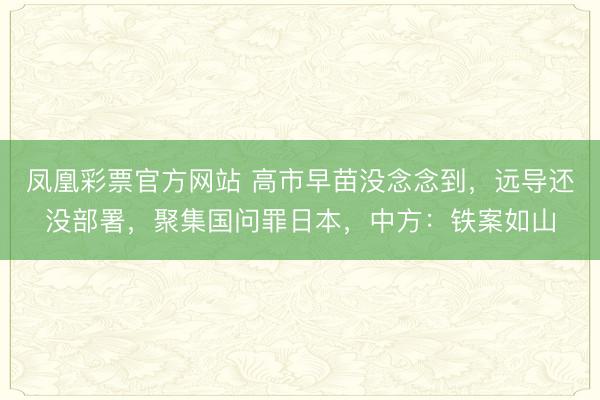 凤凰彩票官方网站 高市早苗没念念到，远导还没部署，聚集国问罪日本，中方：铁案如山