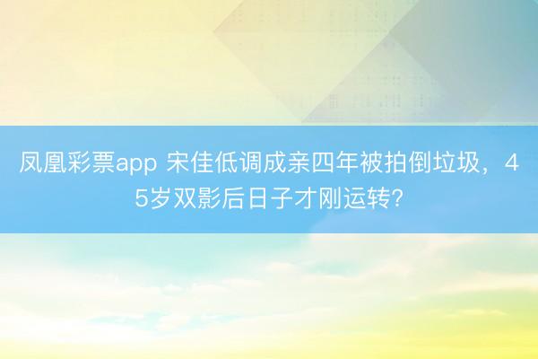 凤凰彩票app 宋佳低调成亲四年被拍倒垃圾，45岁双影后日子才刚运转?