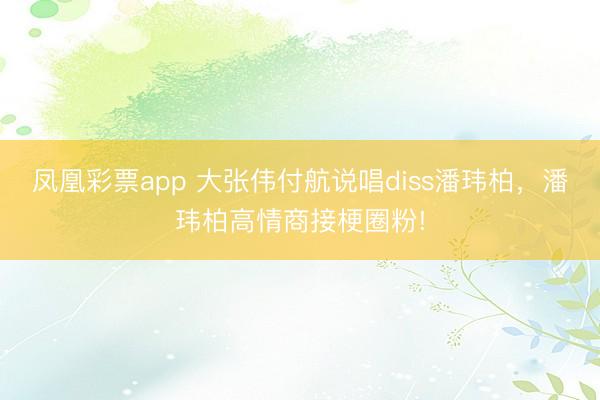 凤凰彩票app 大张伟付航说唱diss潘玮柏,潘玮柏高情商接梗圈粉!