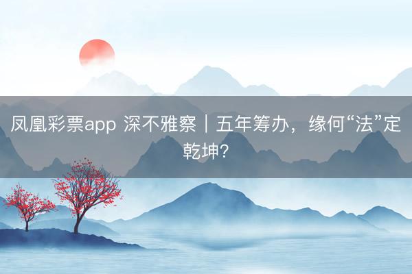 凤凰彩票app 深不雅察｜五年筹办，缘何“法”定乾坤？
