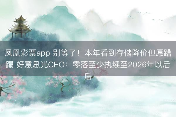 凤凰彩票app 别等了！本年看到存储降价但愿蹧蹋 好意思光CEO：零落至少执续至2026年以后