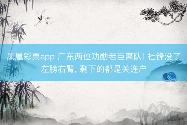 凤凰彩票app 广东两位功勋老臣离队! 杜锋没了左膀右臂, 剩下的都是关连户
