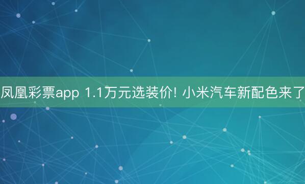 凤凰彩票app 1.1万元选装价! 小米汽车新配色来了