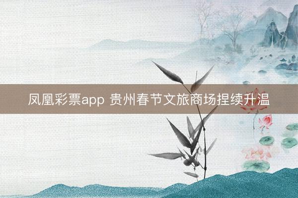 凤凰彩票app 贵州春节文旅商场捏续升温