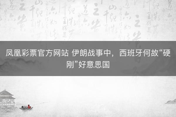 凤凰彩票官方网站 伊朗战事中，西班牙何故“硬刚”好意思国
