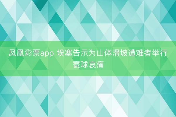 凤凰彩票app 埃塞告示为山体滑坡遭难者举行寰球哀痛