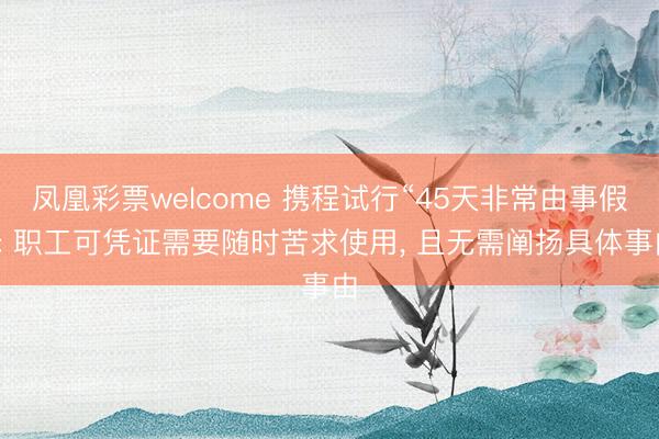 凤凰彩票welcome 携程试行“45天非常由事假”: 职工可凭证需要随时苦求使用， 且无需阐扬具体事由