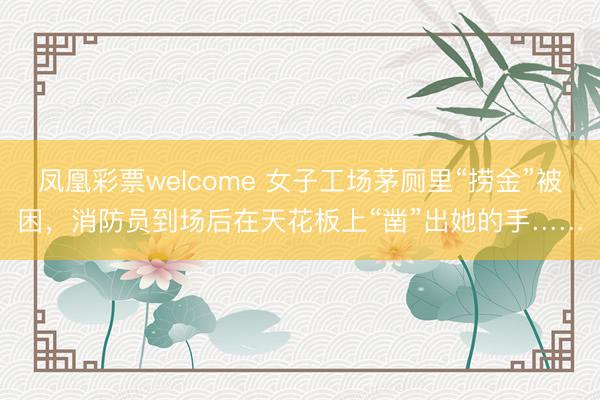凤凰彩票welcome 女子工场茅厕里“捞金”被困，<a href=