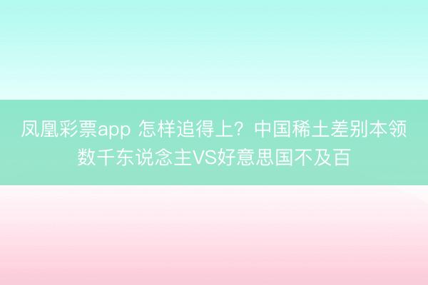 凤凰彩票app 怎样追得上？中国稀土差别本领数千东说念主VS好意思国不及百