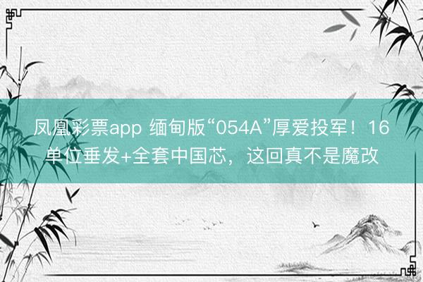 凤凰彩票app 缅甸版“054A”厚爱投军！16单位垂发+全套中国芯，这回真不是魔改