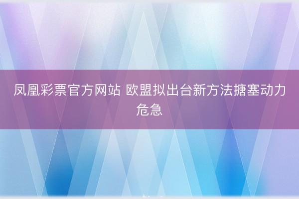 凤凰彩票官方网站 欧盟拟出台新方法搪塞动力危急
