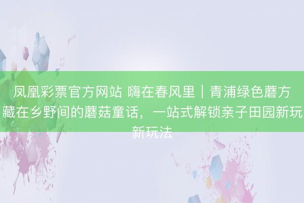 凤凰彩票官方网站 嗨在春风里｜青浦绿色蘑方：藏在乡野间的蘑菇童话，一站式解锁亲子田园新玩法
